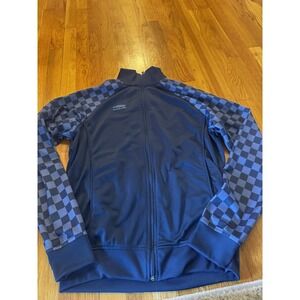 Vintage UMBRO Adult M Navy Checkerboard Full Zip Up Jacket Soccer Football Track